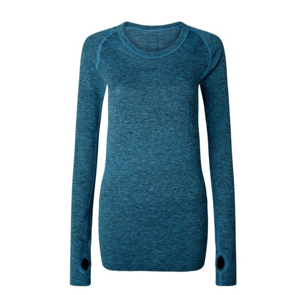 Lululemon Swiftly Tech Long Sleeve Crew Sz 6 Heathered Kayak Blue